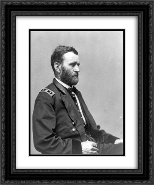 President Ulysses S. Grant, half-length portrait, seated, facing right 20x24 Black Ornate Wood Framed Art Print Poster with Double Matting by Library of Congress