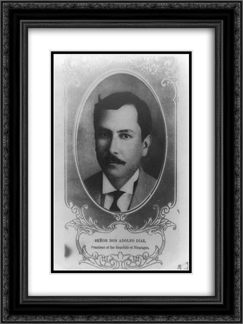 Don Adolfo Diaz, president of the Republic of Nicaragua 18x24 Black Ornate Wood Framed Art Print Poster with Double Matting by Library of Congress