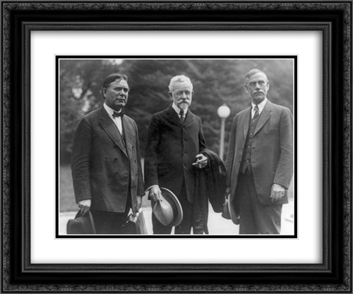Senators Borah, Lodge, and Smoot, who conferred with the President on current legislation today 24x20 Black Ornate Wood Framed Art Print Poster with Double Matting by Library of Congress