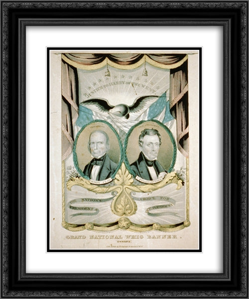 Grand National Whig banner. 'Onward' 20x24 Black Ornate Wood Framed Art Print Poster with Double Matting by Library of Congress