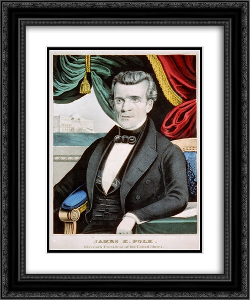 James K. Polk - eleventh president of the United States 20x24 Black Ornate Wood Framed Art Print Poster with Double Matting by Library of Congress