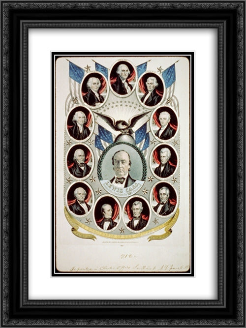 The Presidents of the United States Lewis Cass, Democratic candidate for 12th president. 18x24 Black Ornate Wood Framed Art Print Poster with Double Matting by Library of Congress