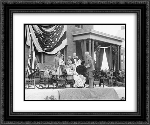 President and Mrs. McKinley on reviewing stand at Plattsburgh Barracks, N.Y. 24x20 Black Ornate Wood Framed Art Print Poster with Double Matting by Library of Congress