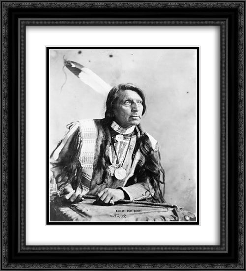 Chief Red Shirt 20x22 Black Ornate Wood Framed Art Print Poster with Double Matting by Library of Congress