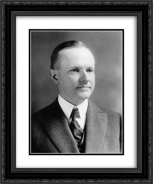 President Calvin Coolidge, head-and-shoulders portrait, facing right 20x24 Black Ornate Wood Framed Art Print Poster with Double Matting by Library of Congress