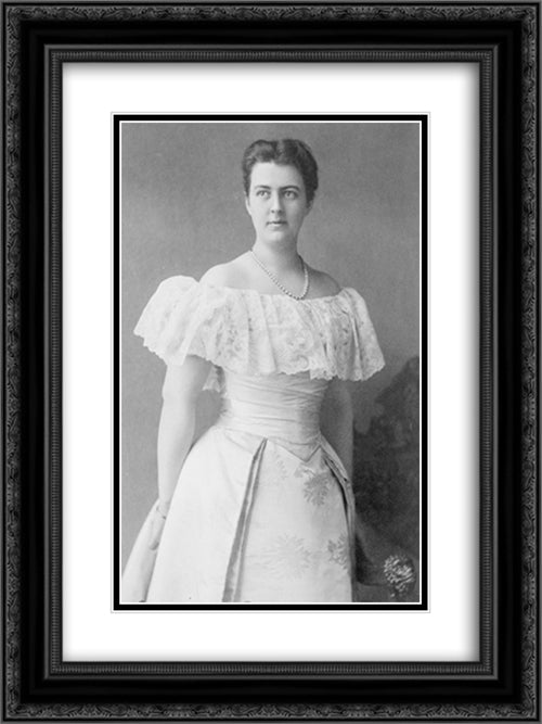 Mrs. Frances Folsom Cleveland, three-quarter-length portrait, standing, facing left 18x24 Black Ornate Wood Framed Art Print Poster with Double Matting by Library of Congress