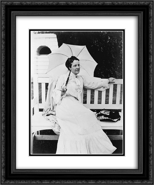 Edith Kermit Carow Roosevelt, full-length portrait, seated on bench, facing right, holding umbrella 20x24 Black Ornate Wood Framed Art Print Poster with Double Matting by Library of Congress