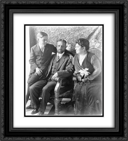 President Mario Menocal, of Cuba, full-length portrait, seated, facing front, with his wife and son 20x22 Black Ornate Wood Framed Art Print Poster with Double Matting by Library of Congress