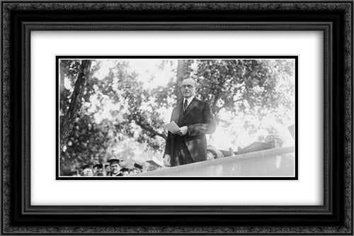 President Coolidge, half-length portrait, standing, facing slightly left, speaking at graduation exercises at Howard University 24x16 Black Ornate Wood Framed Art Print Poster with Double Matting by Library of Congress