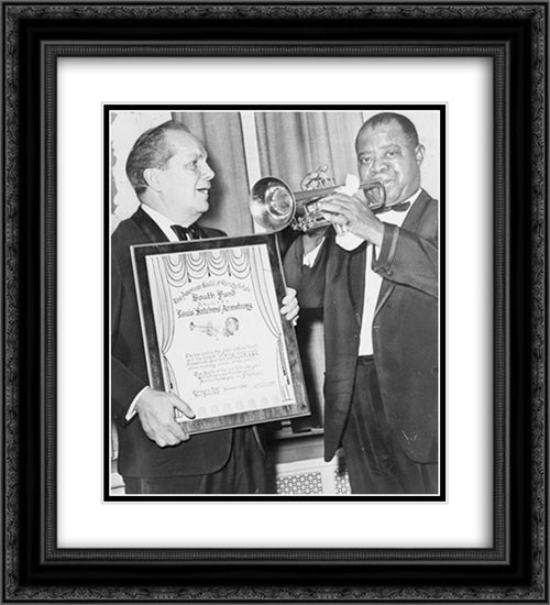 Louis Armstrong at Carnegie Hall Art Print by American History Series 20x24 Black Ornate Wood Framed Art Print Poster with Double Matting by Library of Congress