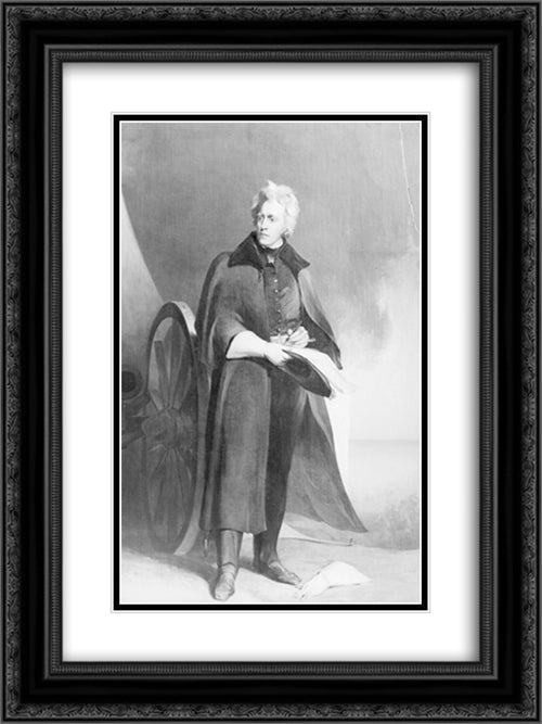 Andrew Jackson, full-length portrait 18x24 Black Ornate Wood Framed Art Print Poster with Double Matting by Library of Congress