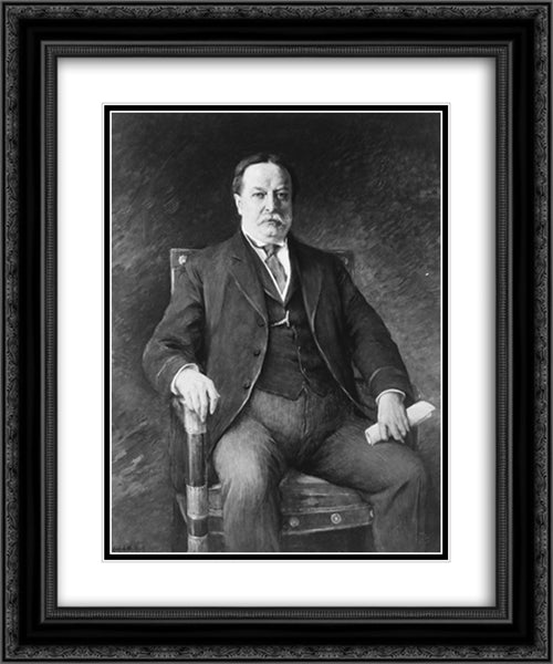 President William H. Taft, three-quarter length portrait, seated facing front 20x24 Black Ornate Wood Framed Art Print Poster with Double Matting by Library of Congress
