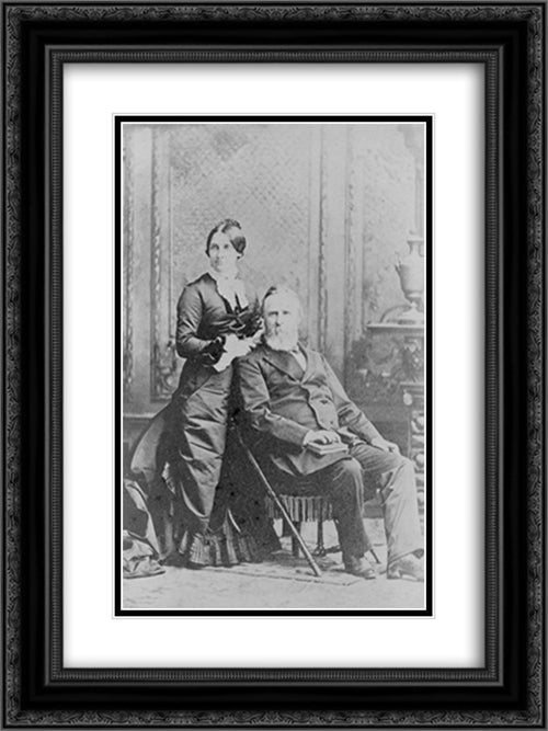 President and Mrs. Rutherford B. Hayes (Lucy Webb Hayes), full-length portrait, looking slightly left 18x24 Black Ornate Wood Framed Art Print Poster with Double Matting by Library of Congress