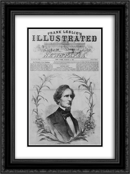 Jefferson Davis, first president of the new Southern Confederacy 18x24 Black Ornate Wood Framed Art Print Poster with Double Matting by Library of Congress