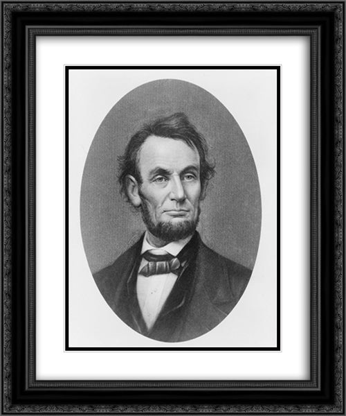 President Abraham Lincoln, bust portrait in cameo, facing front 20x24 Black Ornate Wood Framed Art Print Poster with Double Matting by Library of Congress