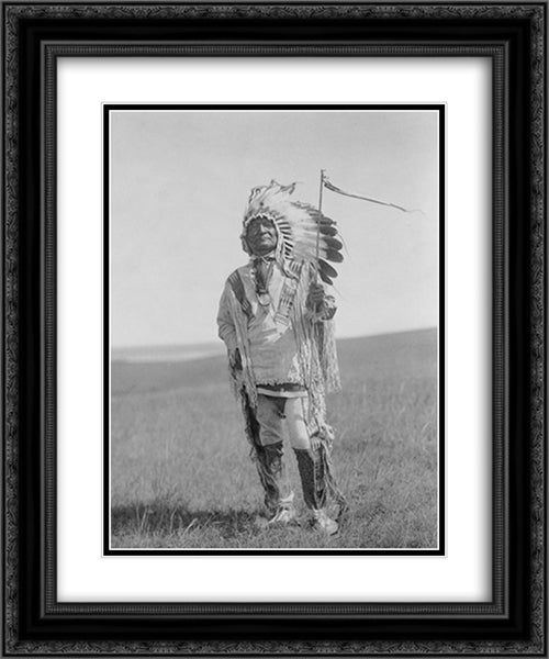 Sitting Bear, an Arikara chief 20x24 Black Ornate Wood Framed Art Print Poster with Double Matting by Library of Congress