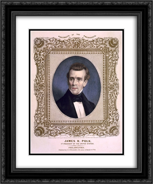 James K. Polk, 11th president of the United States 20x24 Black Ornate Wood Framed Art Print Poster with Double Matting by Library of Congress