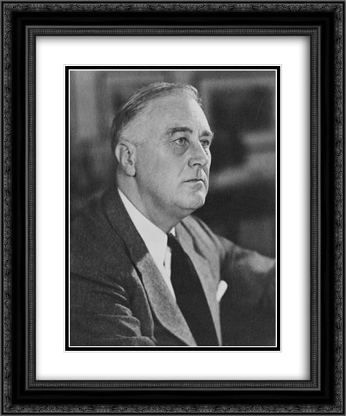 President Franklin D. Roosevelt 20x24 Black Ornate Wood Framed Art Print Poster with Double Matting by Library of Congress