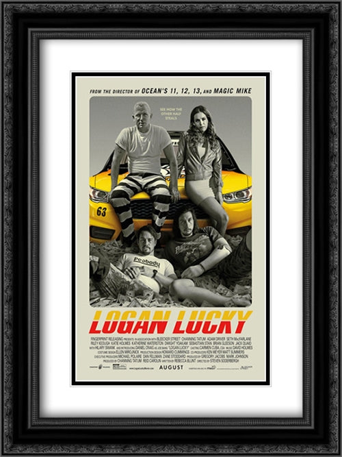 Logan Lucky 18x24 Black Ornate Wood Framed Movie Poster with Double Matting