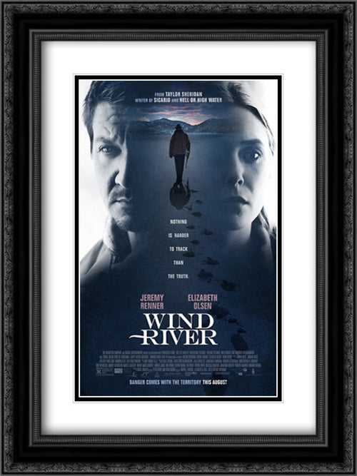Wind River 18x24 Black Ornate Wood Framed Movie Poster with Double Matting
