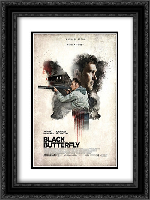 Black Butterfly 18x24 Black Ornate Wood Framed Movie Poster with Double Matting