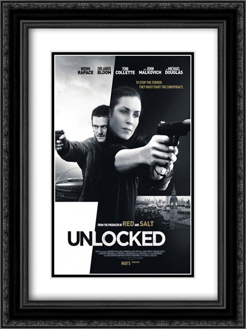 Unlocked 18x24 Black Ornate Wood Framed Movie Poster with Double Matting