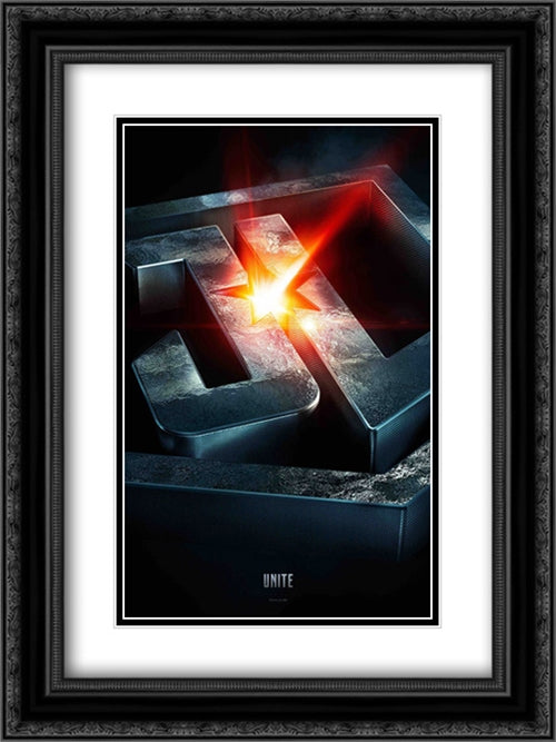 Justice League 18x24 Black Ornate Wood Framed Movie Poster with Double Matting