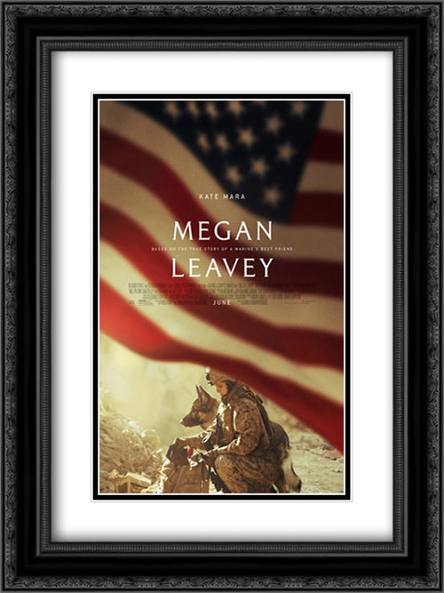 Megan Leavey 18x24 Black Ornate Wood Framed Movie Poster with Double Matting