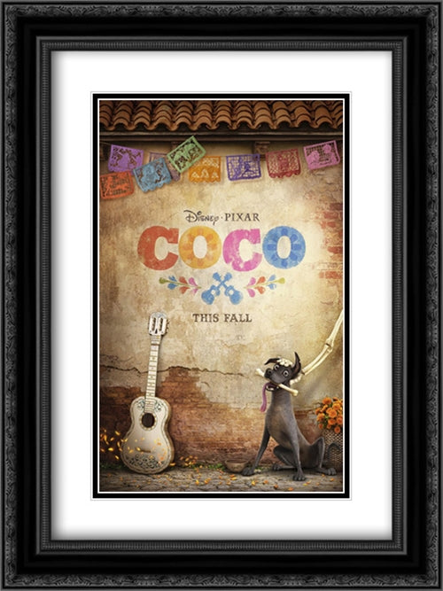 Coco 18x24 Black Ornate Wood Framed Movie Poster with Double Matting
