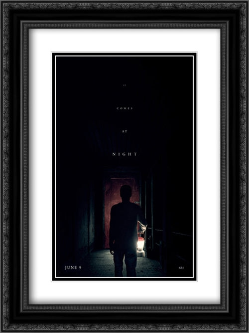 It Comes at Night 18x24 Black Ornate Wood Framed Movie Poster with Double Matting