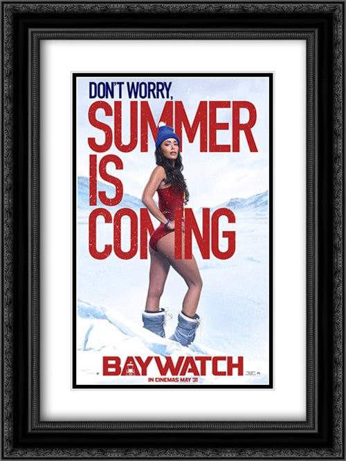 Baywatch 18x24 Black Ornate Wood Framed Movie Poster with Double Matting