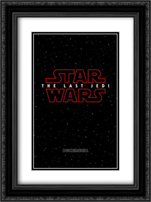 Star Wars: The Last Jedi 18x24 Black Ornate Wood Framed Movie Poster with Double Matting