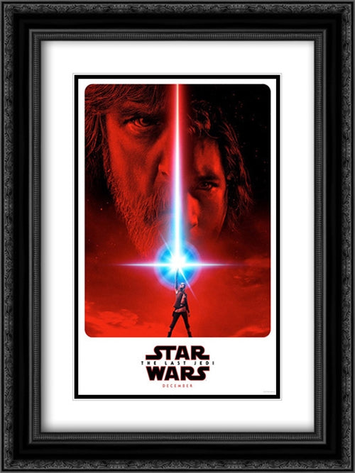 Star Wars: The Last Jedi 18x24 Black Ornate Wood Framed Movie Poster with Double Matting
