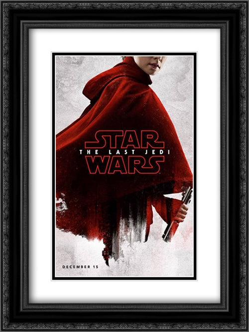 Star Wars: The Last Jedi 18x24 Black Ornate Wood Framed Movie Poster with Double Matting