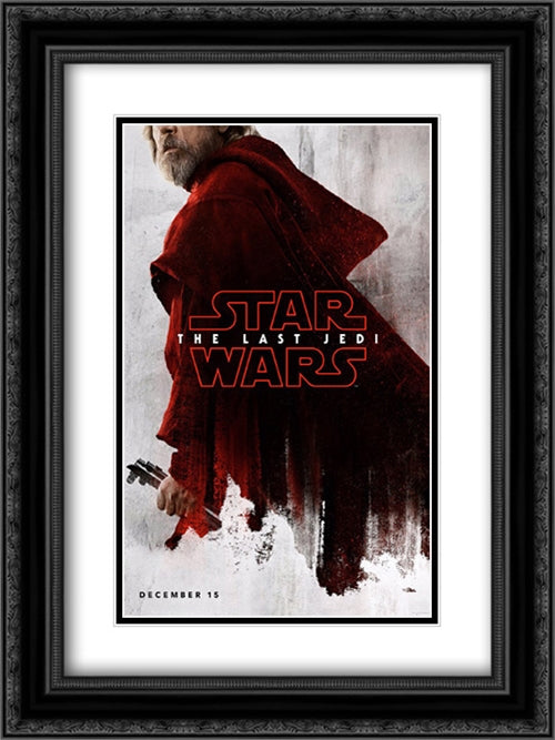 Star Wars: The Last Jedi 18x24 Black Ornate Wood Framed Movie Poster with Double Matting