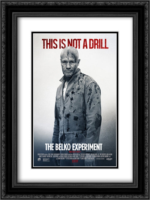 The Belko Experiment 18x24 Black Ornate Wood Framed Movie Poster with Double Matting