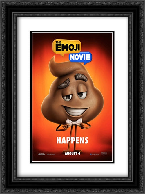The Emoji Movie 18x24 Black Ornate Wood Framed Movie Poster with Double Matting