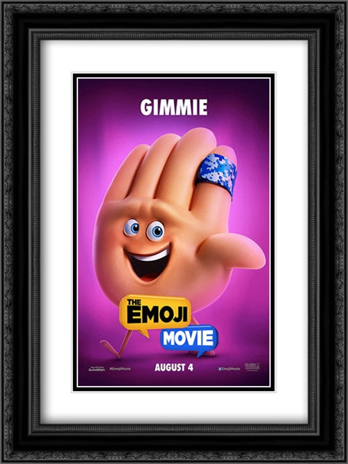 The Emoji Movie 18x24 Black Ornate Wood Framed Movie Poster with Double Matting