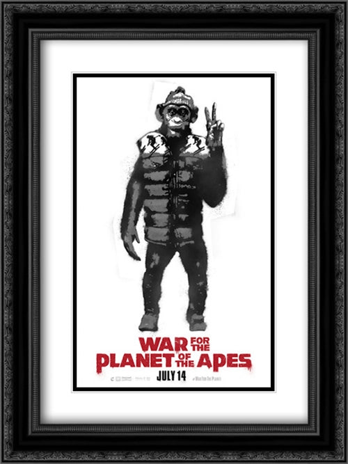 War for the Planet of the Apes 18x24 Black Ornate Wood Framed Movie Poster with Double Matting