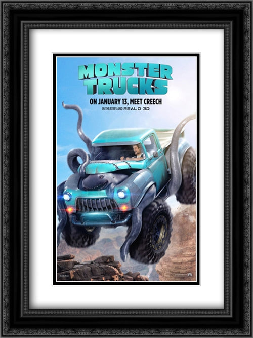 Monster Trucks 18x24 Black Ornate Wood Framed Movie Poster with Double Matting
