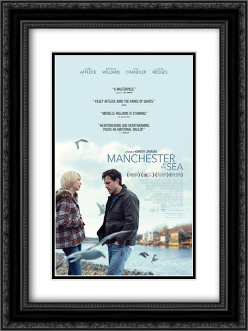 Manchester By The Sea 18x24 Black Ornate Wood Framed Movie Poster with Double Matting