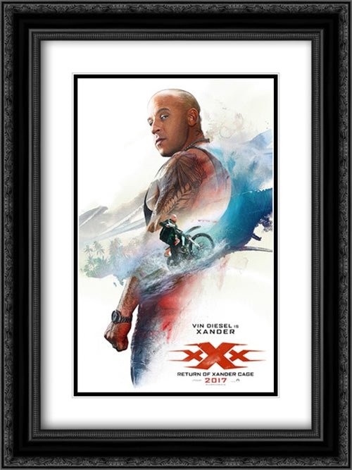 xXx: Return of Xander Cage 18x24 Black Ornate Wood Framed Movie Poster with Double Matting