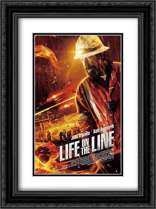 Life on the Line 18x24 Black Ornate Wood Framed Movie Poster with Double Matting