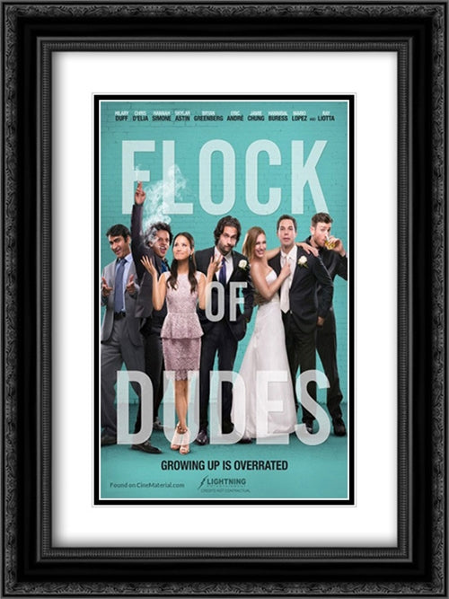 Flock of Dudes 18x24 Black Ornate Wood Framed Movie Poster with Double Matting