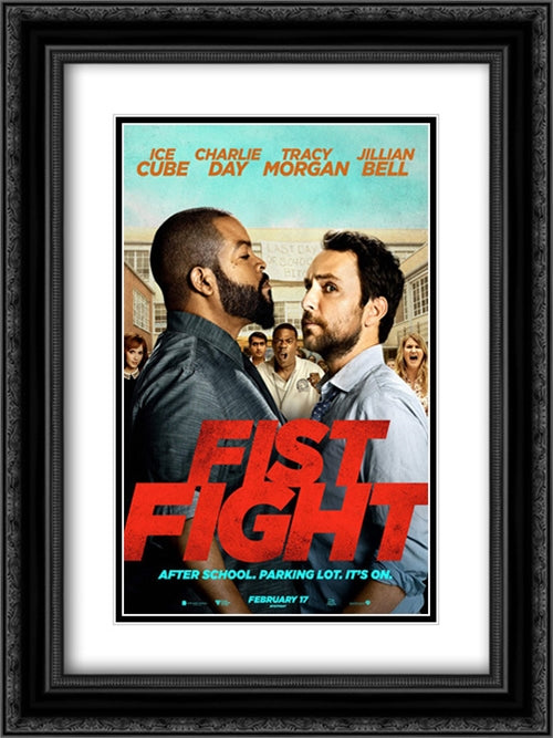 Fist Fight 18x24 Black Ornate Wood Framed Movie Poster with Double Matting