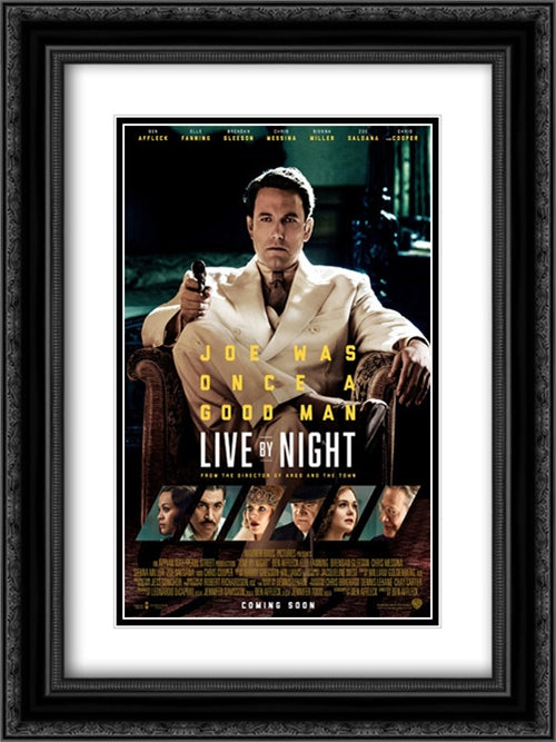 Live By Night 18x24 Black Ornate Wood Framed Movie Poster with Double Matting