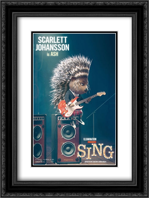 Sing 18x24 Black Ornate Wood Framed Movie Poster with Double Matting