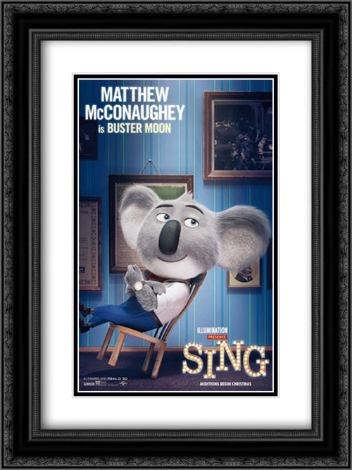 Sing 18x24 Black Ornate Wood Framed Movie Poster with Double Matting