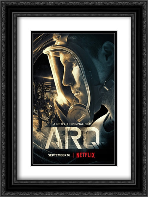 Arq 18x24 Black Ornate Wood Framed Movie Poster with Double Matting