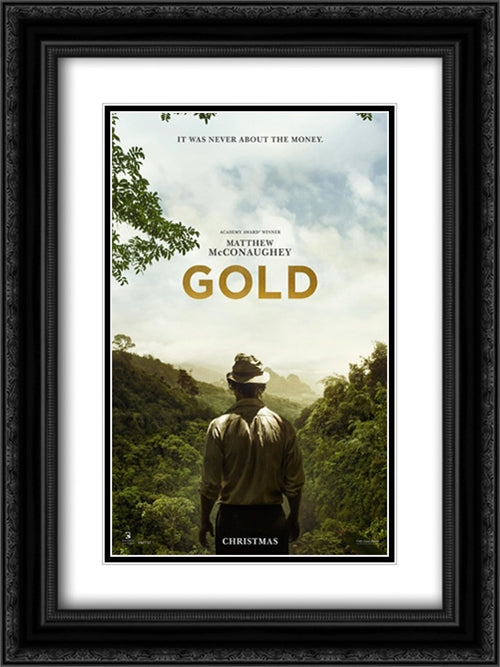 Gold 18x24 Black Ornate Wood Framed Movie Poster with Double Matting